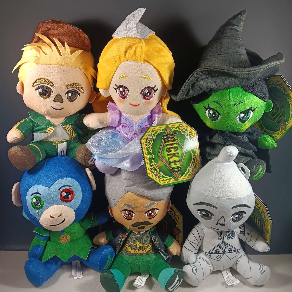 The Wizard of Oz Wicked Movie Set of 6 Toy 7” Stuffed Animal Plush Doll 2025